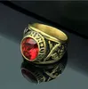 ABD Ordusu Titanyum Çelik Yüzük Kırmızı Zirkon Yüksek Kalite Retro Erkek Yüzüğü