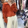Syiwidii ​​Orange Beskuren Sweater Womens Pullover Fall Fashion Casual Turn-down Collar Kort Slim Skinny Vit Gröna Toppar 210914