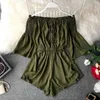 Sommer Strampler Frauen Slim Sexy off SchulterbandAsage Kurzer Shorts Playsuits Frau Hohe Taille Boho Casual Overall Bodysuits 210525