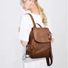 Vintage Tassel Pu Leather Multi-zip Clamshell Women Backpacks High Quality Soft School Bags High Capacity Designer Travel Bags 210922