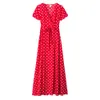 Jocoo Jolee Summer Ladies Long Dress Red White Dot Beach Maxi Women Evening Party Sundress Abiti da festa 210730