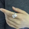 Wedding Ringen Ring Maat 6-10 Elegante dames zilveren kleur ingelegde parel Plain Craft Engagement