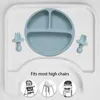 100% Food Approve Silicone Baby Tableware With Suction Cup Toddler Plate And Portable Fork Spoon Kids Bowl Set Drop 211026
