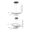 Modern LED Pendant lamp For Living Room Dining Kitchen Black/White Circle Ring Hanging Chandelier