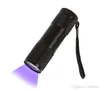 9LED Flashlight Aluminium UV Ultra Violet Purple Light 9 LED Flashlight Torch Light 500pcs free DHL shipping