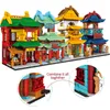 City Creator Chiński styl Stary Street View Teahouse Pawn sklep Building Blocks DIY Antique Shop Model Zabawki dla dzieci X0902