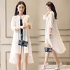 Summer Chiffon Blouse Women Stand Collar Loose Tops Blouses Plus Size Chiffon Kimono Cardigan boho Black White Shirts 4534 50 210528