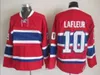 C2604 Vintage Hockey Jerseys 4 Jean Beliveau 9 Maur Richard 10 Guy LaFleur 29 Ken Dryden 33 Patrick Roy Retro Clastyczny koszulka czerwona białe koszule