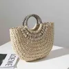 Borse per la spesa Semicerchio Shell Paglia Borsa da donna in rattan intrecciato a mano per Bohemia Travel Beach Clutch Borse Donna 220412