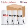 50pcs/carton STRAIGHT 20oz Sublimation Tumblers Mugs With Straw Lid Stainless Steel Water Bottles Drinkware Double Insulated Cups