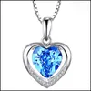 Hänge halsband sier kärlek hjärtformad blå kristall chic evig halsband skönhet smycken tillbehör kvinnor stil dro dhseller2010 dhyo2
