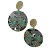 Dangle Chandelier Mode Grandes boucles d'oreilles rondes en acrylique 2022 Créatif en relief Feuille de forêt Papillon Imprimé léopard pour femmesDangle