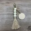 Bohemia Wooden Beaded KeychainsペンダントDIYウッドチップタッセルキーチェーンファッションアクセサリーキーチェーンキーリング