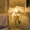 Lampy stołowe nordycka strusi lampa piórka palmy oświetlenie wewnętrzne oświetlenie domowe LED LED Light