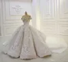 Dubaï luxe cristal perlé robe de mariée 2022 Robe De Mariee hors épaule robe de bal robe de mariée bateau cou dos nu Liban robes de mariée