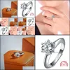 Solitaire Ring Rings Jewelry Luxury 1Ct Lab Diamond 100% Real 925 Sterling Sier Engagement Wedding Band For Women Bridal Party Drop Delivery