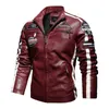 Herren Leder Kunstleder Herren Vintage Motorradjacke Herren Mode Biker Lederjacke Männlich Stickerei Bombermantel Winter Fleece Pu Mantel 220826