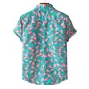 Élégant flamant rose imprimé hawaïen Aloha chemise hommes été nouveau court Sve plage chemises hommes vacances fête vacances vêtements