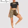 Fashion Leopard Grid Print Women's Shorts Cycling Casual Snake Summer Beach High midja Femme Plus Size W220418