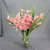 New Arrival One Faux Cymbidium Flower Branch Artificial Phalaenopsis 12 Heads Butterfly Orchid Plant for Floral Arrangement Decoration