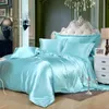 4pcs Luxury Silk Bedding Set Satin Queen King Size Cama Conjunto de edredom de edredom Tampa de edredão com travesseiros e lençol 1814 V2