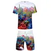 Men's Tracksuits Short Sleeve Shorts Suit Men's And Women's Clothing Plant Fashion Pure Cotton Pants T-shirt Set 3D Digital Printing