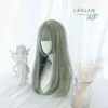 LM Princess Cut Long Straight Hair Lolita Matcha Harajuku Daily Cosplay 열 저항성 고온 섬유 가발 220622