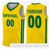 SJZL98 2019 Wereldbeker Team Brasil Basketbal Jerseys 9 Marcelinho Huertas 14 Marquinhos Sousa Cristiano Felicio Vitor Benite Anderson Varejao Shirt