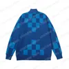 22ss Mens Designers Maglioni di lusso Uomo Donna Plaid Jacquard lettera Uomo Paris Fashion Top Quality Street manica lunga blu S-XL