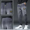 Heren Jeans Jogger Broek Mannen Zwart Grijs Elastische Taille Harem Casual Patches 2022 Herfst Denim Broek Ontspannen Joggers ManMens