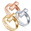 Designer Ring Brand Luxury Brand T 22 Iff Classic Double T Gold Gioielli placcati Fashion Simple Band Rings di alta qualità Valentine039S DA3346931294