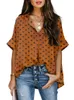 Women's Blouses & Shirts Short Sleeve Women Bohemian Print Casual Loose Button Back Lapel V-Neck Fashion Summer Tops Shirt 2022Women's