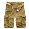 Summer Cotton Cargo Shorts Men Fashion Multi Pocket Solid Color Causal Shorts Mens Loose Outdoor MID Cargo Shorts No Belt 220602