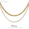 Chains Yhpup 2022 Stainless Steel Chain Neckalce Fashion 18 K Metal Double Layered Necklace Jewelry For Women Summer Bijoux GiftChains