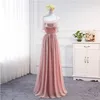 Maßgeschneiderte bodenlange Brautjungfernkleider aus Chiffon, lang, grau, rosa, Gast, Hochzeit, Party, Abschlussfeier, Robe, Mariage, süße Erinnerung