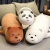 Söt tre nakna björn kudda plyschleksaker, födelsedag presenterar docka super mjuk panda kudde plysch leksaksäng åtföljande tjej gåva