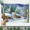 Tenture murale de noël, cheminée de noël, décoration de maison, tapis de bonhomme de neige, grande taille, J220804