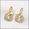 Charm Zircon Square Shape Drop Charms ￶rh￤ngen Brilliant Bridal Engagement Wedding Jewelry Elegant Female Dangle Earring F FFSHOP2001 DHJGA