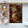 Abstract Pastoral House Flowers Door Landscape Oil Målning HD Print på Canvas Garden Poster Wall Art Bild för Livinng Room