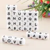 Kovict 100pcs Alphabet English Silicone Letter Beads 12mm Baby Teether Explsitory for Personicized Pacifier Clips Bearing Toy 220507