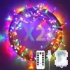 Strings Pack 33ft 100 LED -batterij bediende stringlichten met USB -kabel 8 Modi Waterdichte afstandsbediening Timer Fairy Indoor Outdoor Flee Stringsled