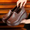Fashion Spring Ladies Shoes 2022 Vintage Handmade Genuine Leather Women Flat Platform Comfort Shoes