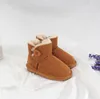 Top quality AUS U5991 Button short baby boy girl kids snow boots soft Sheepskin plush keep warm boots Beautiful Christmas birthday gifts 91GU