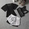 3 stycken yoga uppsättning kläder sportkläder för kvinnor TRACKSUIT Fitness kläder sport shorts gym träning crop top bra girl run kostym 220330