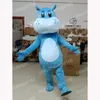 Costumi della mascotte dell'ippopotamo blu di Halloween Personaggio dei cartoni animati di alta qualità Carnevale Unisex Adulti Vestito vestito da festa di Natale