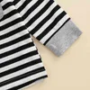 Citgeett Autumn Neugeborene Jungen Outfits Stripe Print Langarm Pocket Sweatshirt Hosen Cap Herbst Kleidung Set J220711