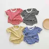 0-3T Newborn Kid Baby Boys Girls Clothes Short Sleeve Striped Romper Summer Jumpsuit Cute Sweet Cotton New born Body suit Outfit G220521