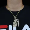 Chains Fashion Big Large Letter Initial NO DAYS OFF Pendant With Bling 5A Cz Paved Gold Silver Plated Long Rope Chain Necklaces Fo1593394