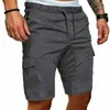 Män s shorts manliga sommaren bermuda last militär stil rak arbete ficka snörning korta byxor avslappnad plus storlek 220621