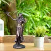 Resin Statues Morrigan The Celtic Goddess of Battle with Crow & Sword Bronze Finish Statue 15cm for Home Decoration L9 220817